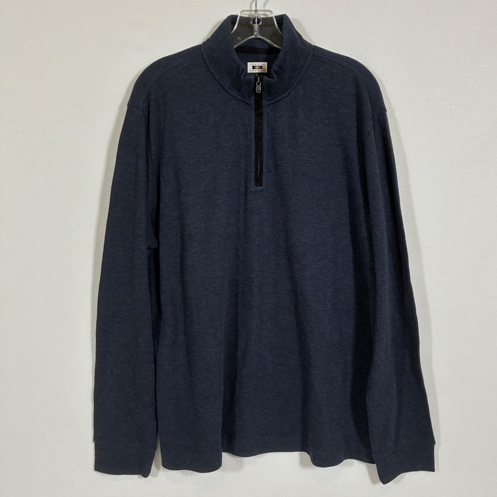 Joseph Abboud Mens L Navy Blue Heather Modern Fit Quarter Zip Pullover Sweater